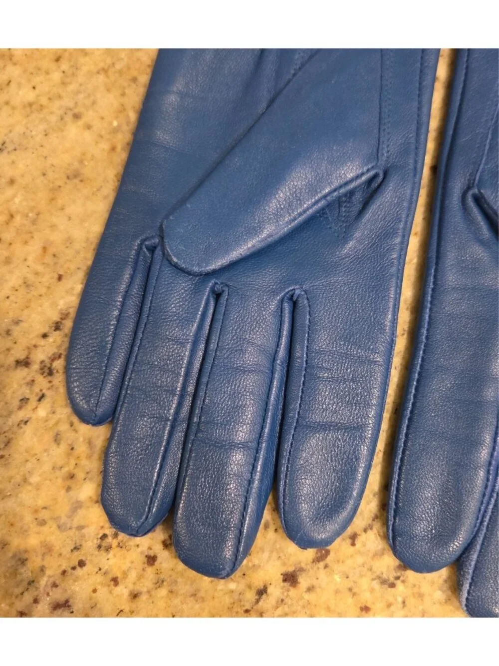 Womens Size S/M Blue Leather Lined Gloves